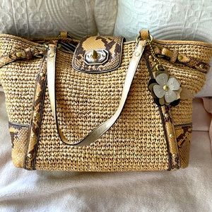 Large straw Coach bag